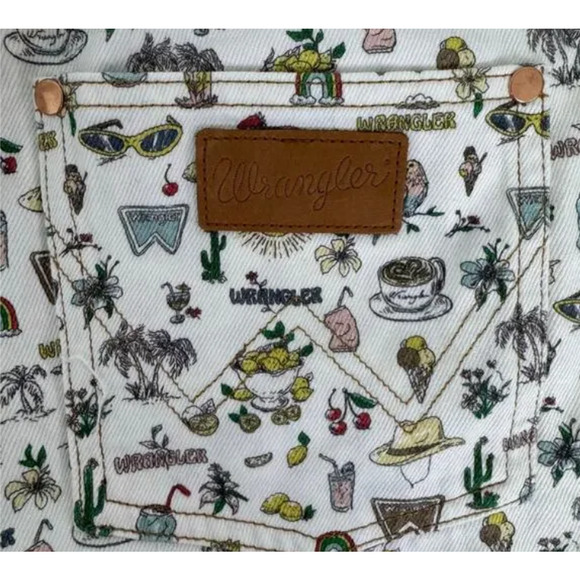 WRANGLER LIFE'S LEMONS HI RISE KICK FLARE WHITE DENIM JEANS - Picture 9 of 11